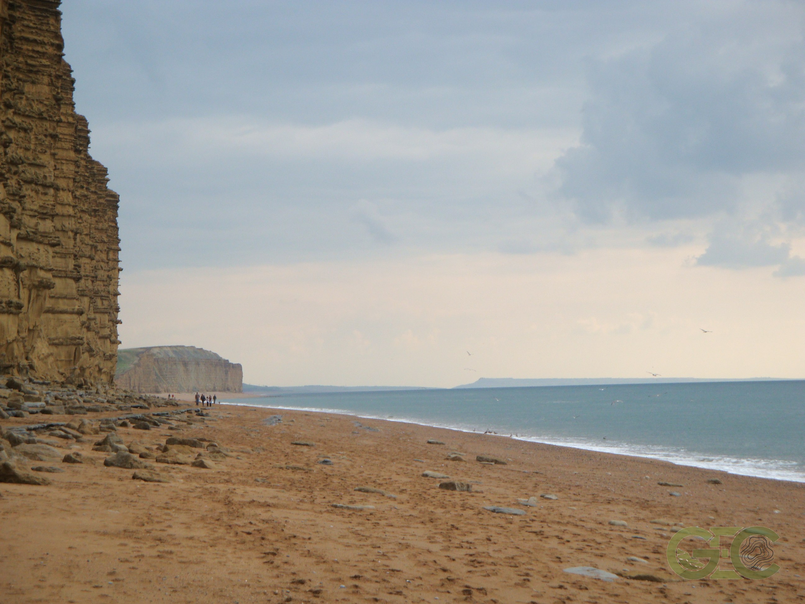 Coastal cliff and beach geological formation